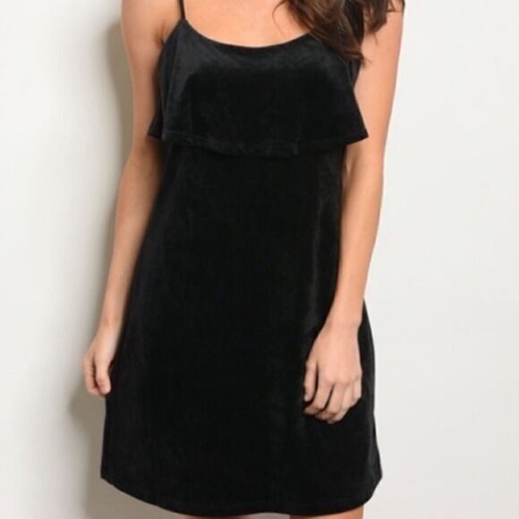 Velvet Mini Ruffle Dress - Picture 1 of 11